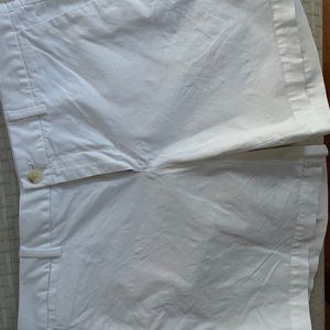 White cotton chino shorts